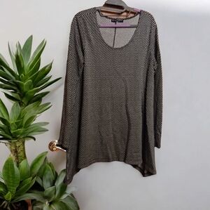 Bryn Walker Shark Bite Hem Oversized Tunic Long Sleeve Small Lagenlook BOHO